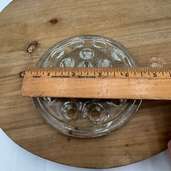 Vintage Larger Clear Glass Flower Frog Collectible Glass Flower Frog Vintage Gla - Picture 6 of 6